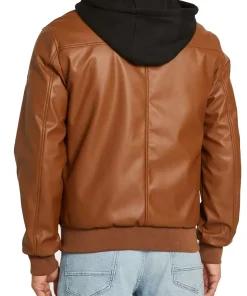 mens-brown-bomber-faux-leather-jacket-with-removable-hood