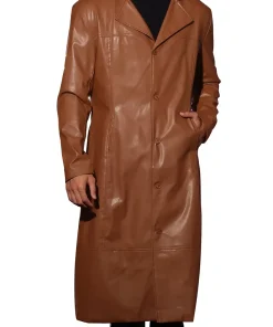 mens-brown-faux-leather-long-trench-coat