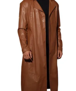 Men’s Brown Faux Leather Long Trench Coat 7 mens-brown-faux-leather-long-trench-coat