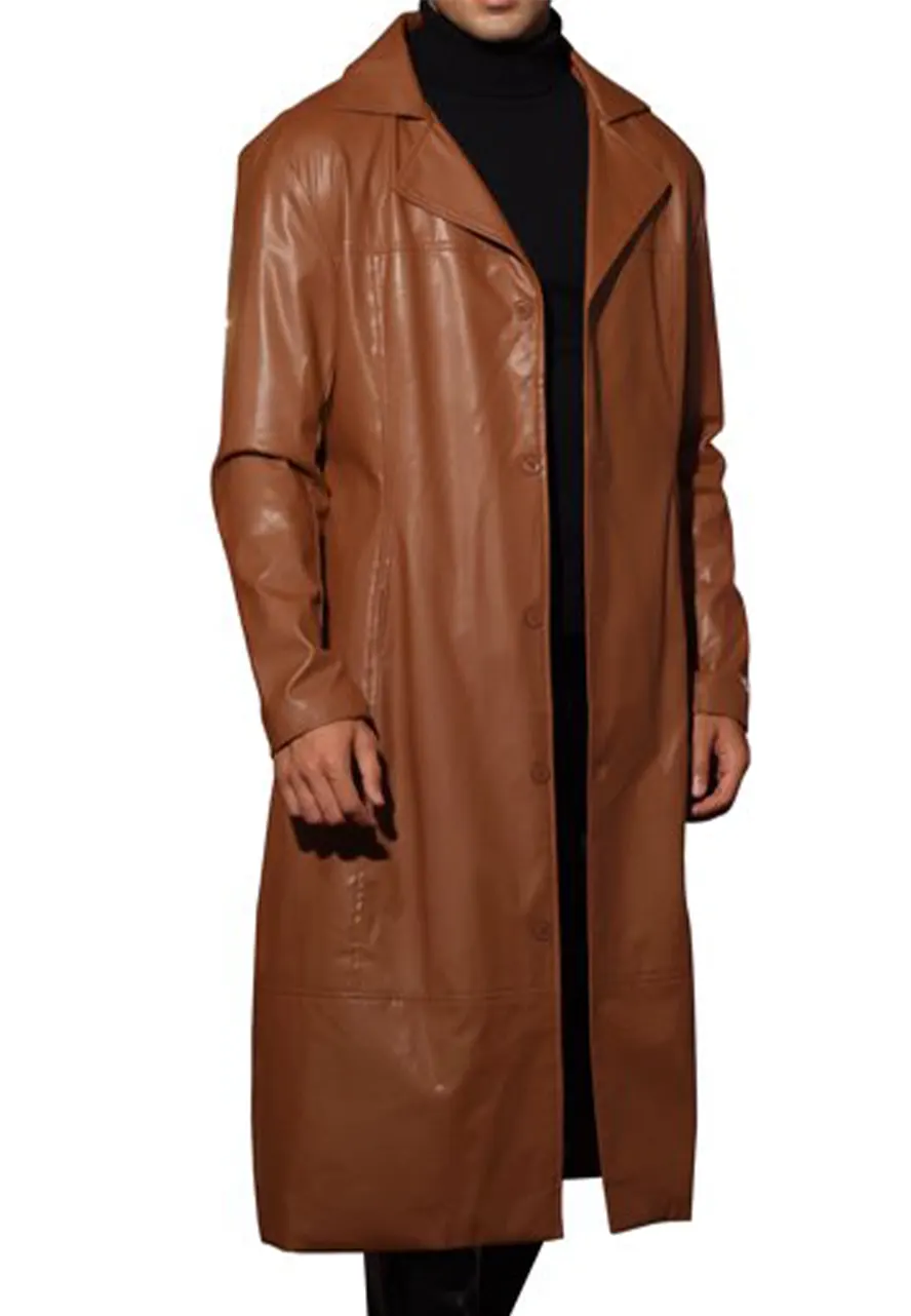 Men’s Brown Faux Leather Long Trench Coat 4 mens-brown-faux-leather-long-trench-coat