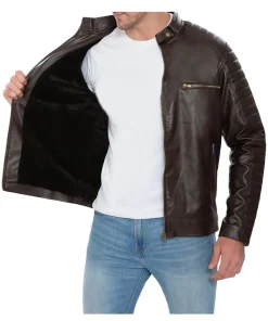 mens-brown-faux-leather-pattern-sleeve-jacket