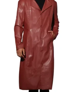 burgundy-faux-leather-trench-coat