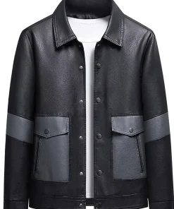 mens-button-up-black-faux-leather-jacket