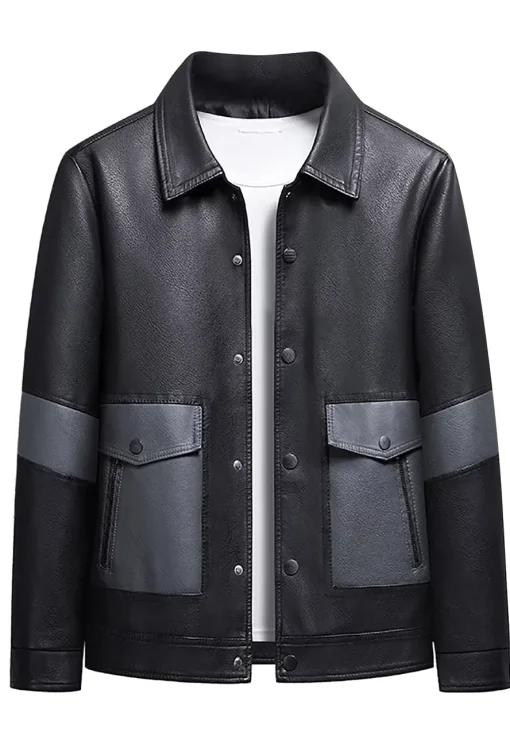 mens-button-up-black-faux-leather-jacket