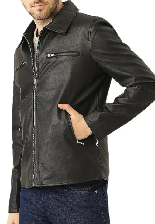 mens-casual-stylish-black-faux-leather-jacket