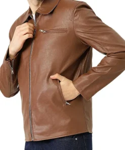 mens-casual-stylish-brown-faux-leather-jacket
