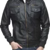 mens-classy-retro-black-faux-leather-bomber-jacket