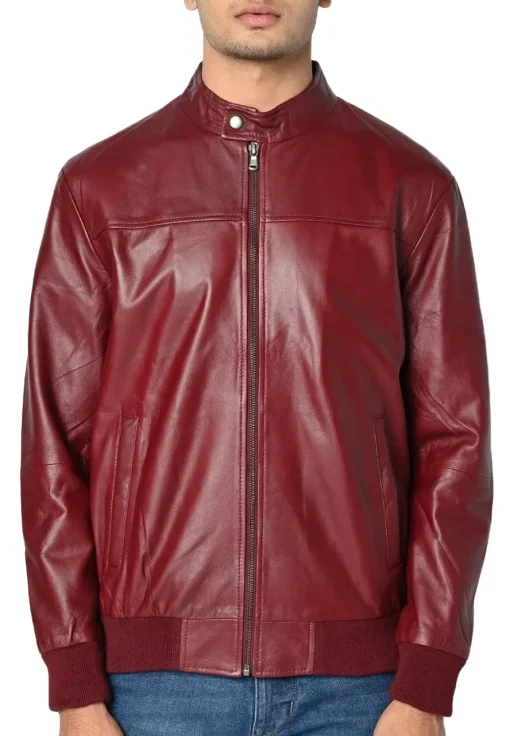 mens-faux-leather-burgundy-bomber-jacket
