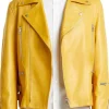 mens-notched-collar-yellow-faux-leather-biker-jacket