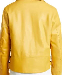mens-notched-collar-yellow-faux-leather-biker-jacket