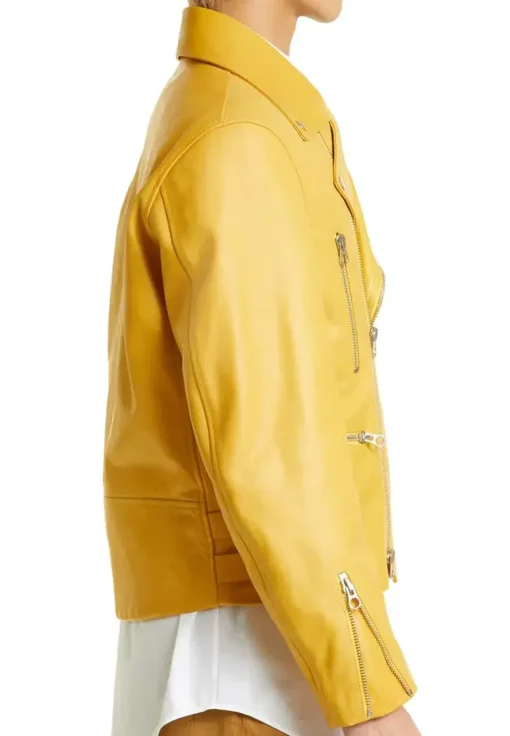 mens-notched-collar-yellow-faux-leather-biker-jacket