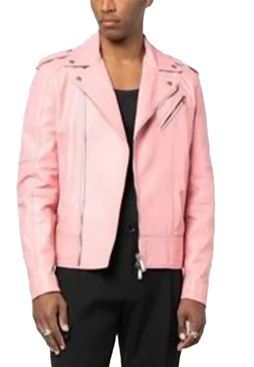 mens-pink-faux-leather-biker-jacket