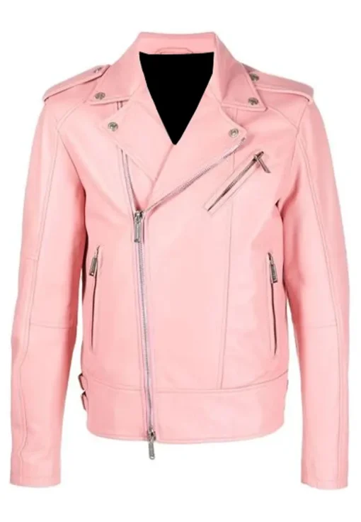 mens-pink-faux-leather-biker-jacket