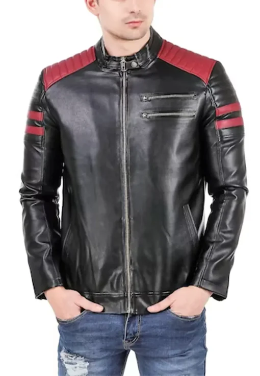 mens-red-padding-design-black-faux-leather-jacket