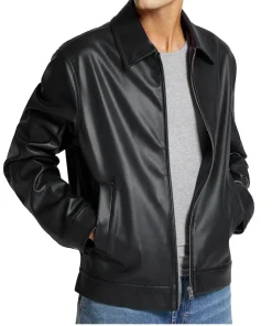mens-simple-look-black-faux-leather-jacket