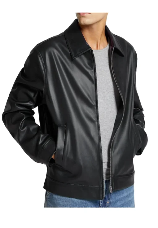 mens-simple-look-black-faux-leather-jacket