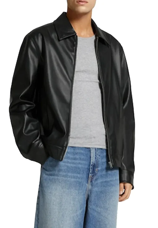 mens-simple-look-black-faux-leather-jacket