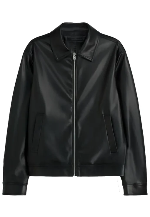 mens-simple-look-black-faux-leather-jacket
