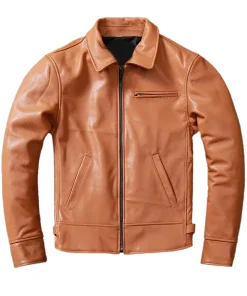 mens-vintage-tan-brown-faux-leather-biker-jacket
