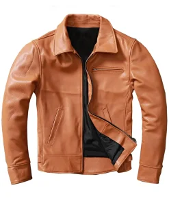 mens-vintage-tan-brown-faux-leather-biker-jacket