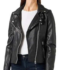 womens-biker-lapel-collar-black-faux-leather-jacket
