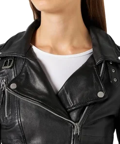 womens-biker-lapel-collar-black-faux-leather-jacket