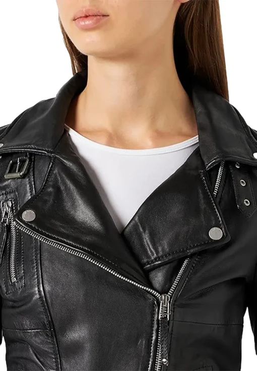 womens-biker-lapel-collar-black-faux-leather-jacket