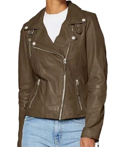 womens-biker-lapel-collar-green-faux-leather-jacket