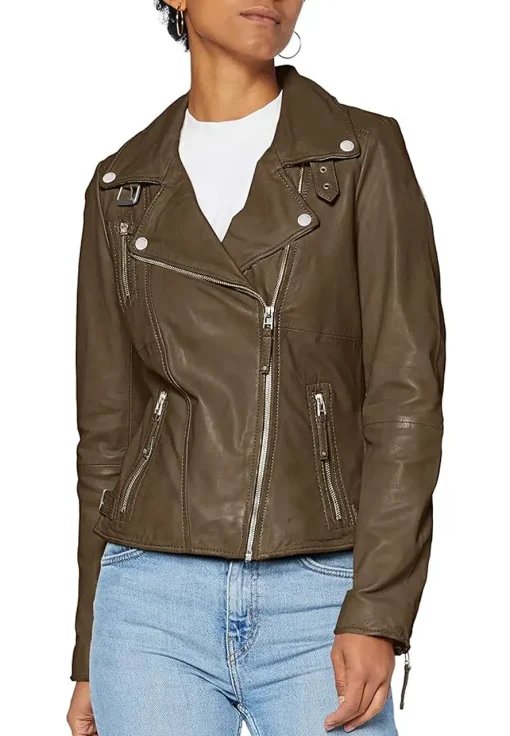 womens-biker-lapel-collar-green-faux-leather-jacket