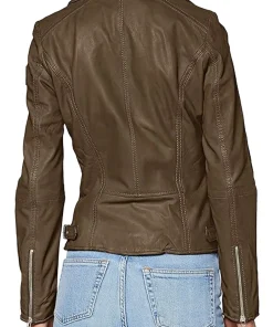 womens-biker-lapel-collar-green-faux-leather-jacket