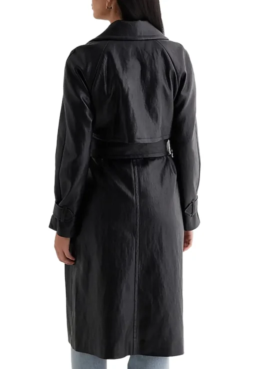 womens-black-faux-leather-belted-trench-coat