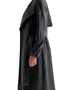 womens-black-faux-leather-belted-trench-coat