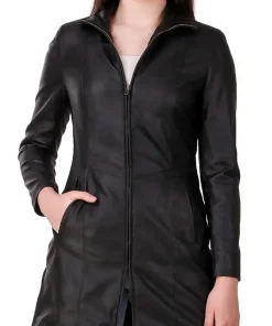 womens-black-faux-leather-long-jacket