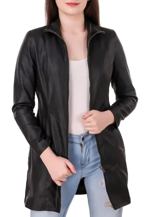 womens-black-faux-leather-long-jacket
