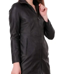 womens-black-faux-leather-long-jacket