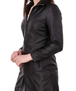 womens-black-faux-leather-long-jacket