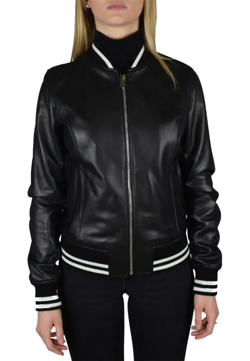 womens-black-faux-leather-varsity-bomber-jacket