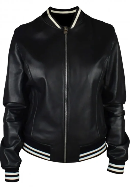 womens-black-faux-leather-varsity-bomber-jacket