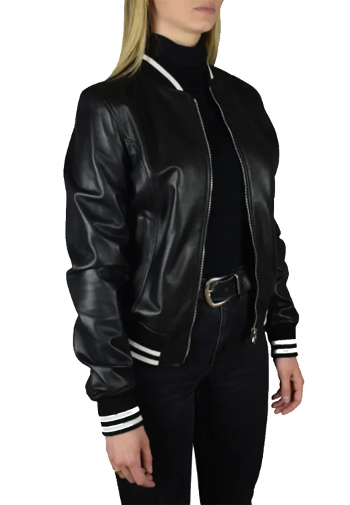 womens-black-faux-leather-varsity-bomber-jacket