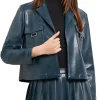 womens-blue-faux-leather-crop-blazer