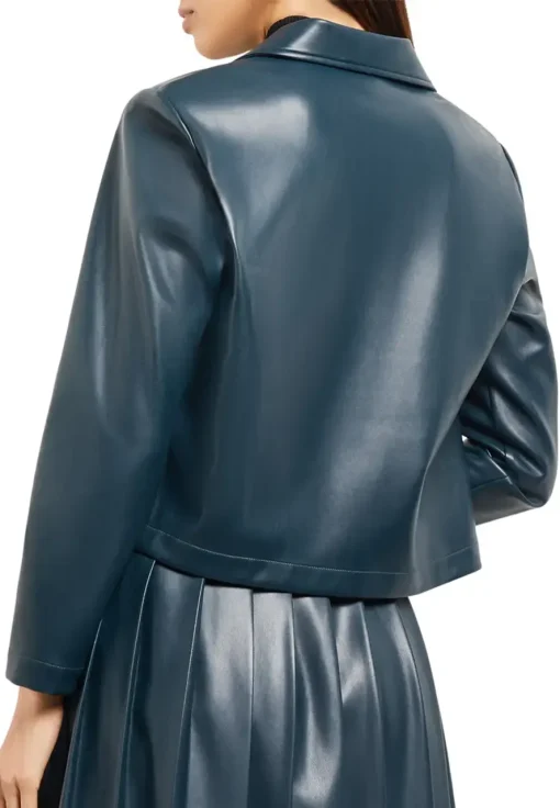 womens-blue-faux-leather-crop-blazer