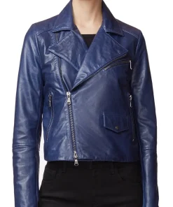 womens-blue-faux-leather-jacket