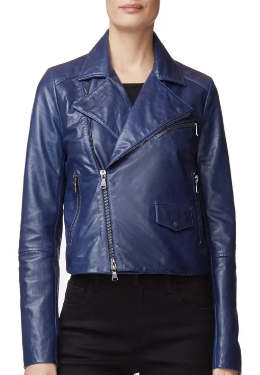 womens-blue-faux-leather-jacket