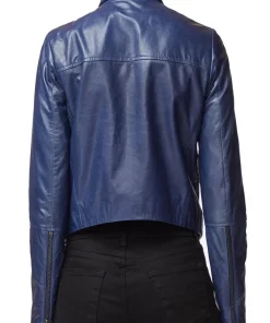 womens-blue-faux-leather-jacket