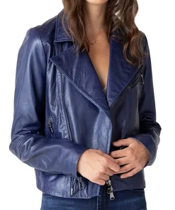 womens-blue-faux-leather-jacket