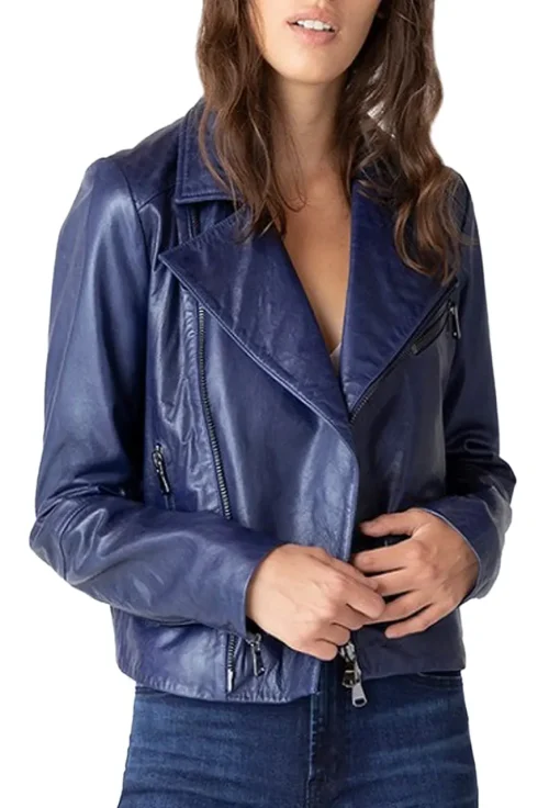 womens-blue-faux-leather-jacket