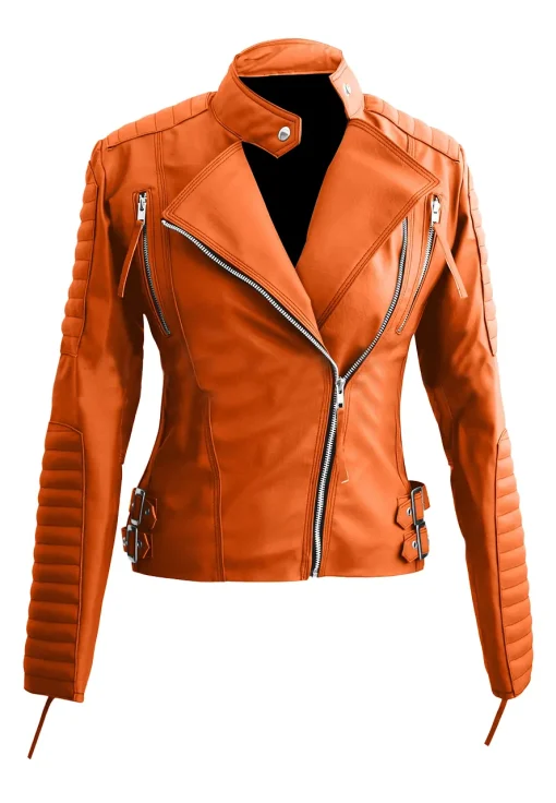 womens-brando-orange-faux-leather-biker-jacket