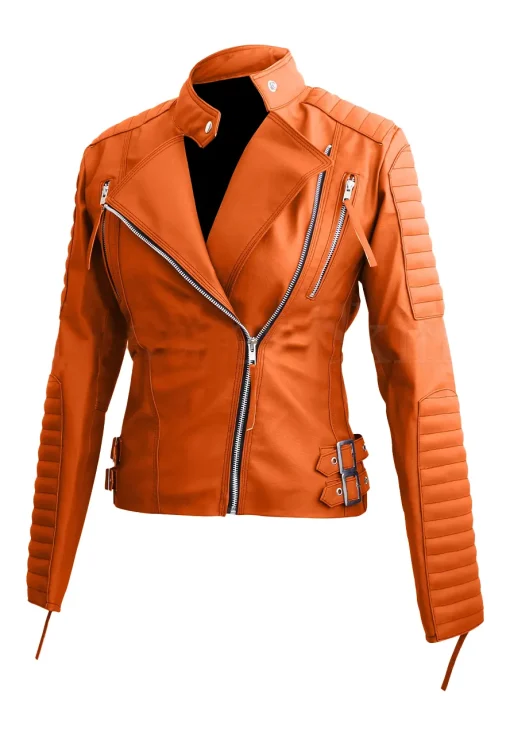 womens-brando-orange-faux-leather-biker-jacket