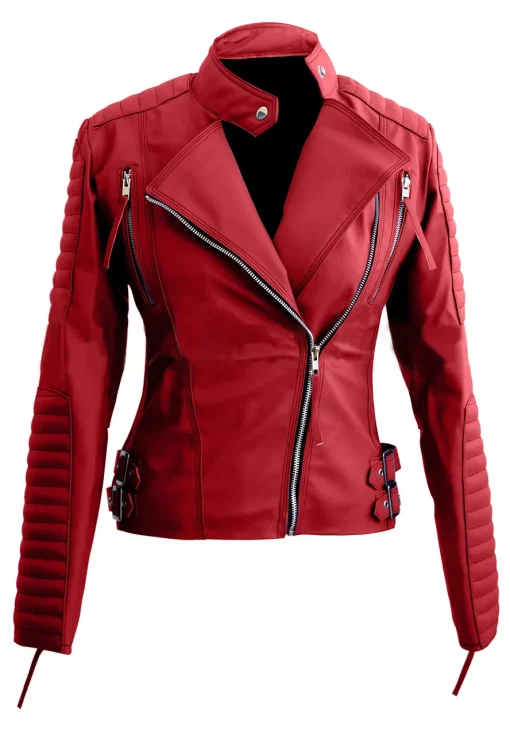 womens-brando-red-faux-leather-biker-jacket
