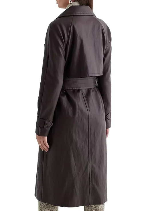 womens-brown-faux-leather-belted-trench-coat